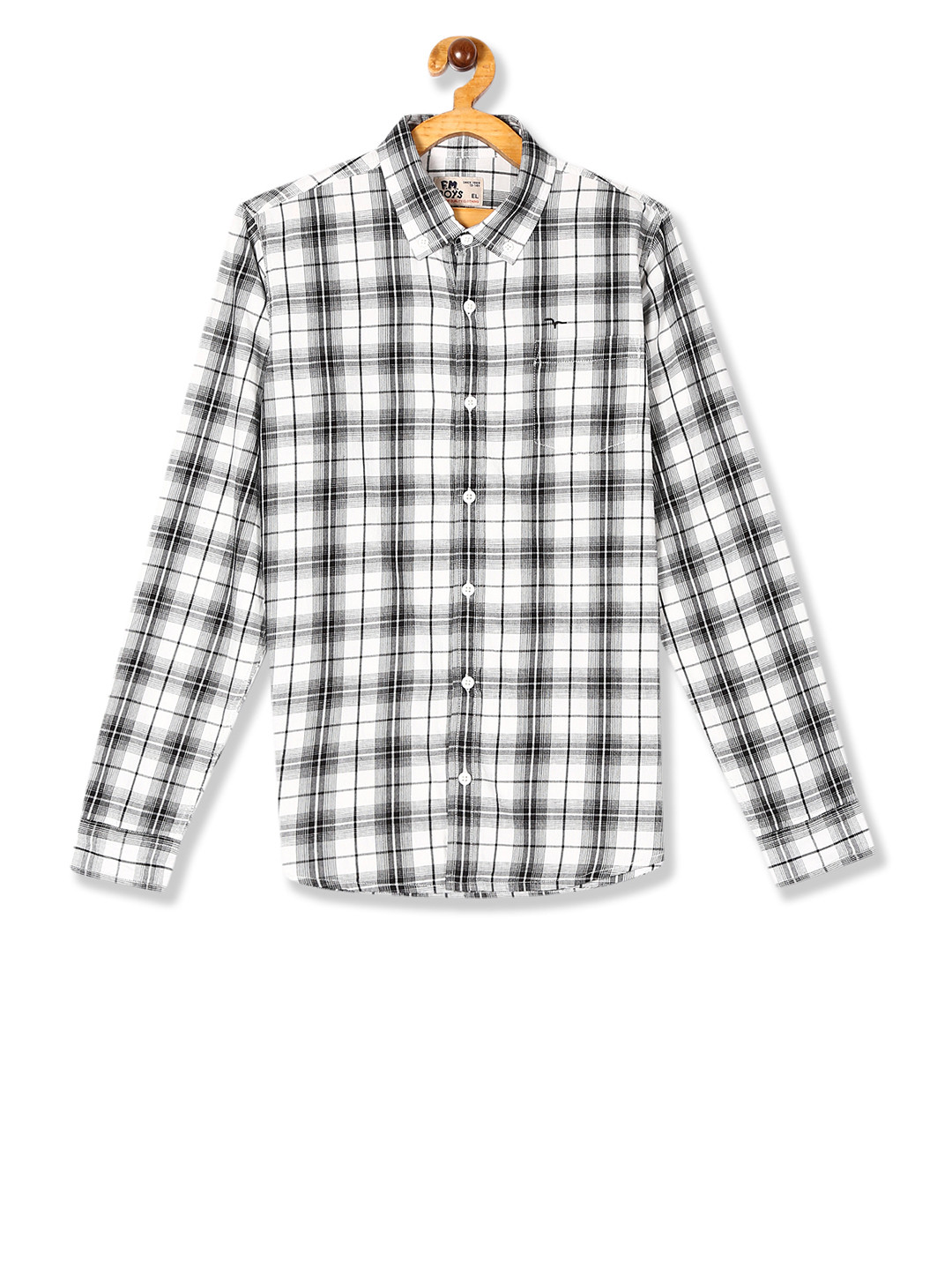 

Flying Machine Boys White & Black Regular Fit Checked Casual Shirt