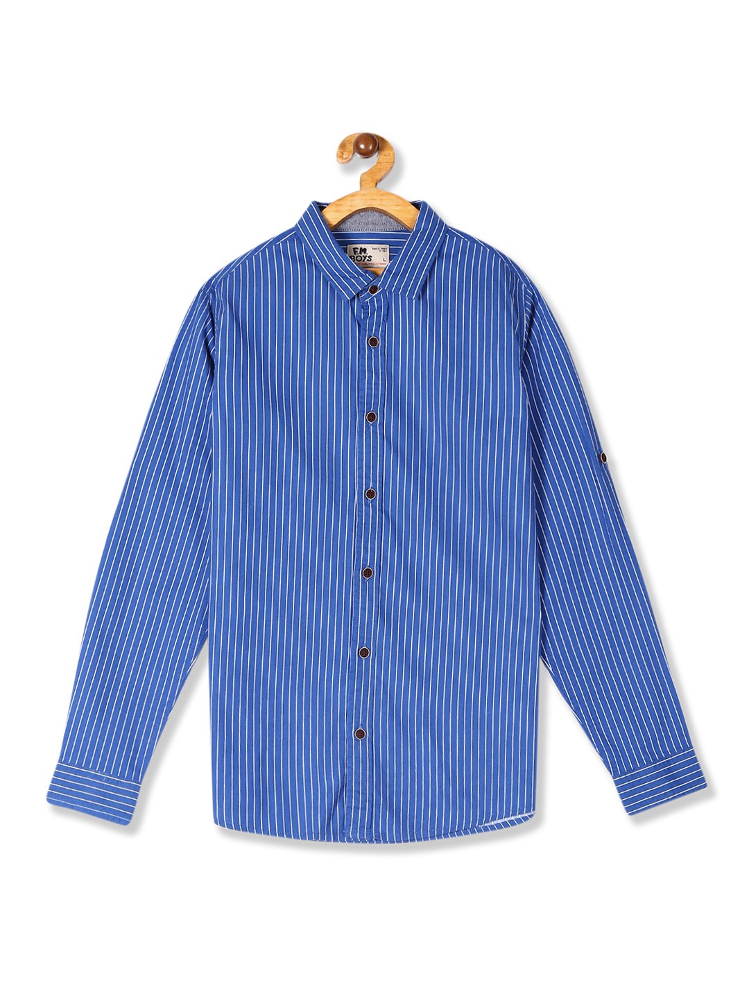 

Flying Machine Boys Blue & White Regular Fit Striped Casual Shirt