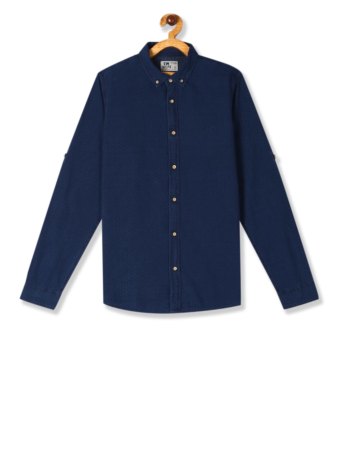 

Flying Machine Boys Navy Blue Regular Fit Solid Casual Shirt