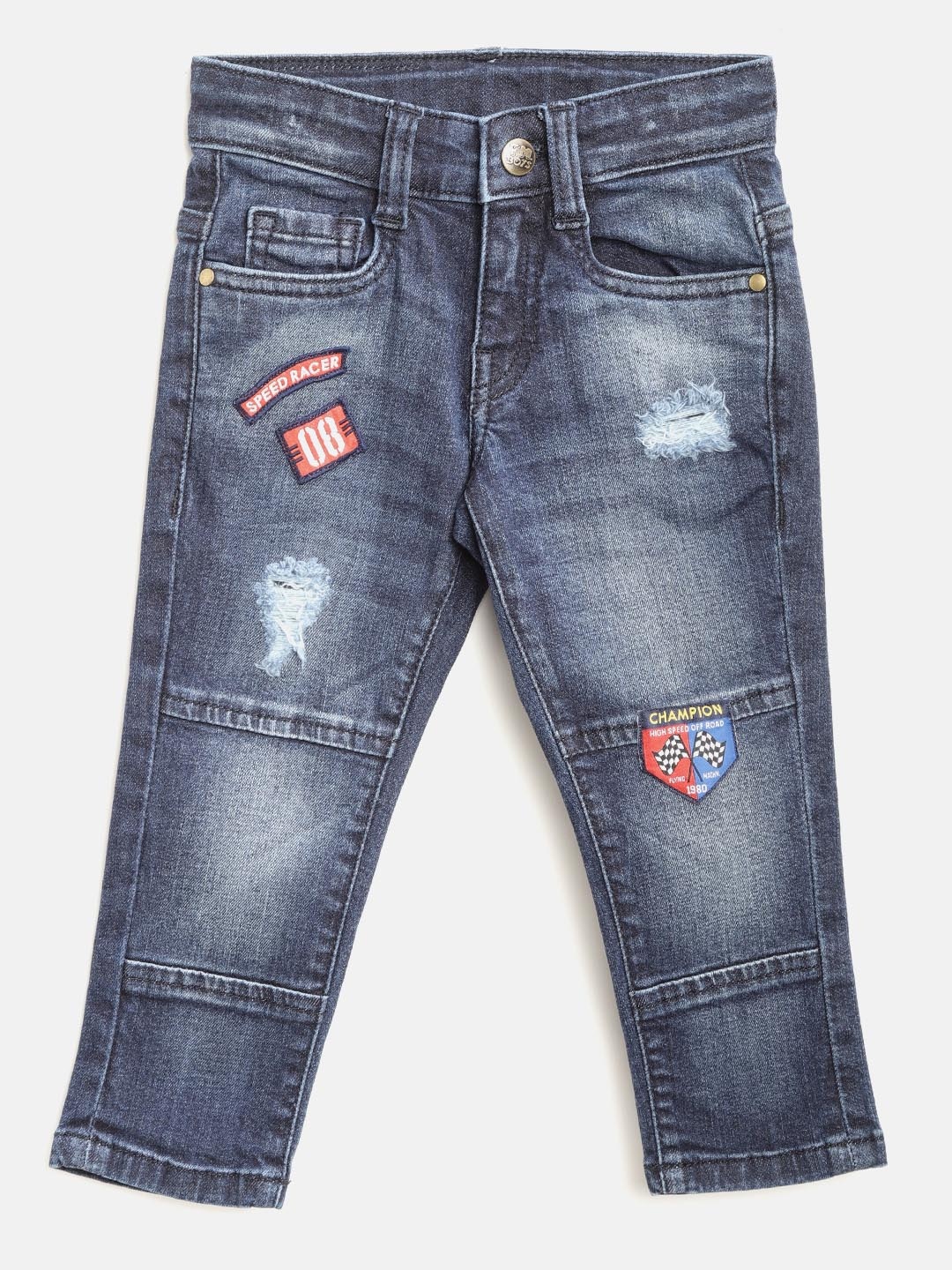 

Flying Machine Boys Blue Regular Fit Mid-Rise Low Distress Stretchable Jeans