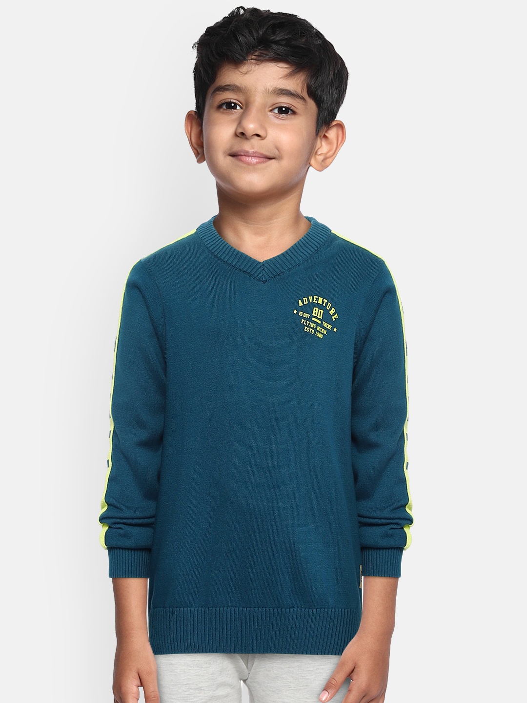 

Flying Machine Boys Blue Solid Pullover Sweater