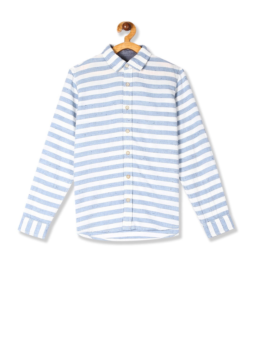 

Flying Machine Boys Blue & Off-White Regular Fit Striped Casual Shirt