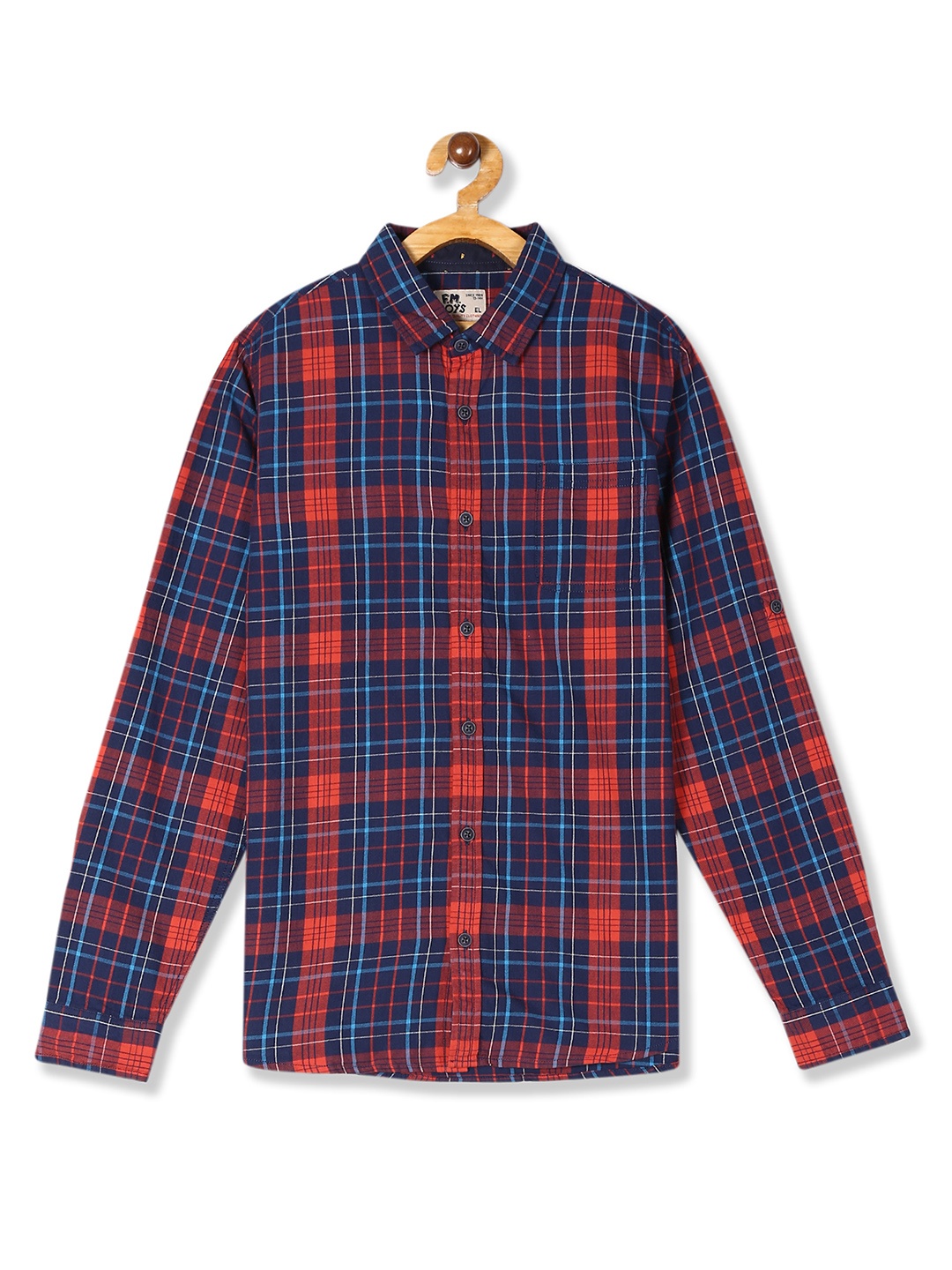 

Flying Machine Boys Blue & Red Regular Fit Checked Casual Shirt