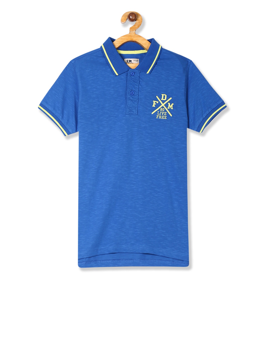 

Flying Machine Boys Blue Solid Polo Collar T-shirt