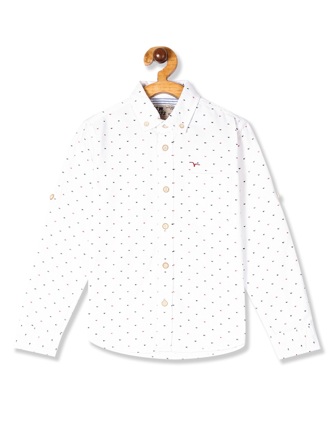 

Flying Machine Boys White & Blue Micro Ditsy Printed Shirt