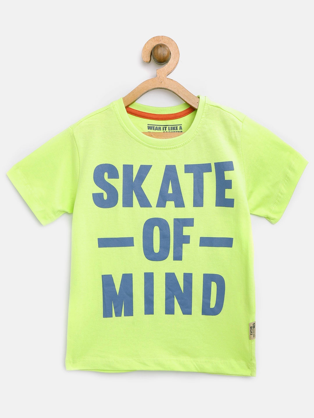

Flying Machine Boys Lime Green & Blue Printed Round Neck T-shirt