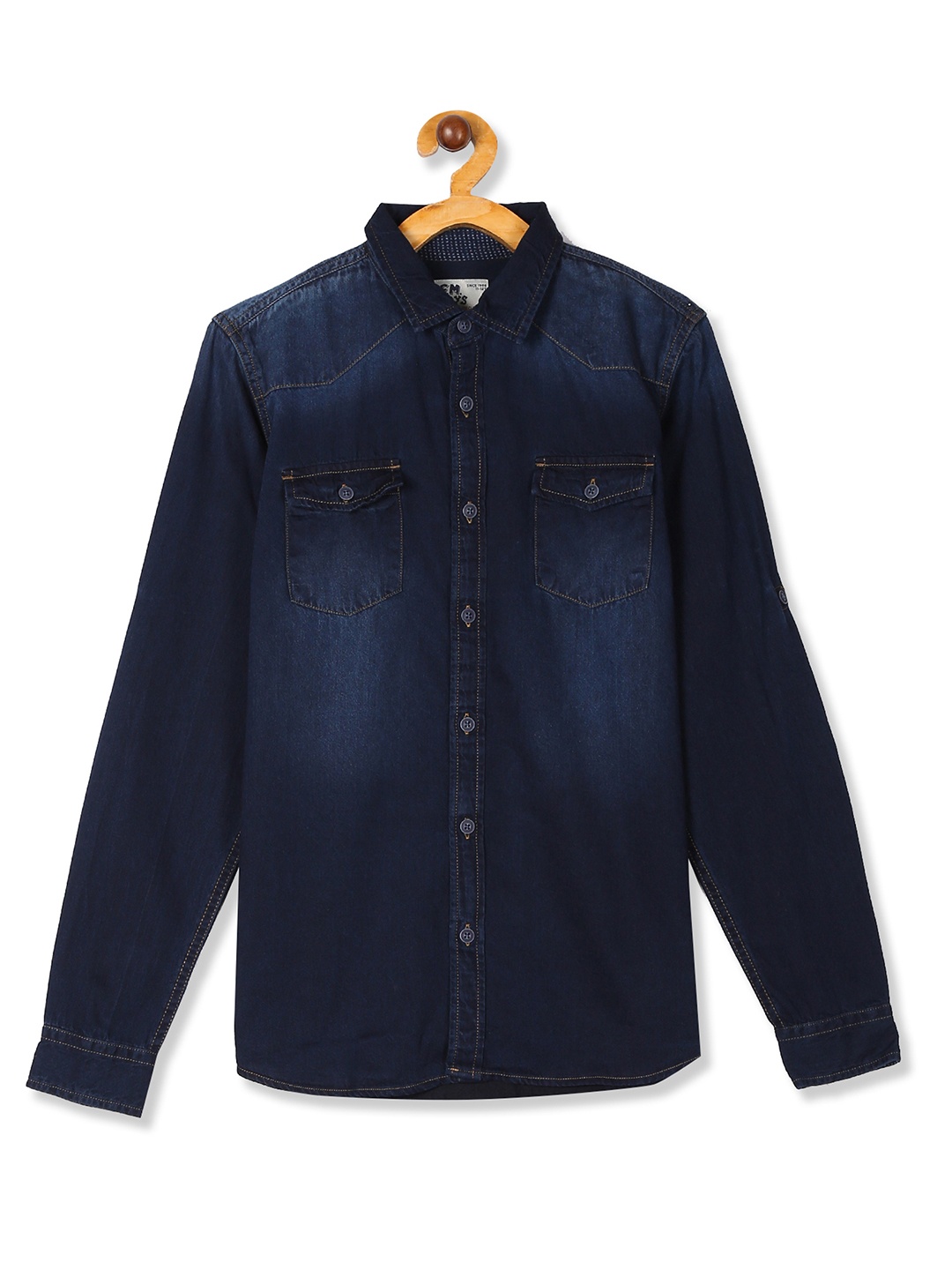 

Flying Machine Boys Navy Blue Faded Casual Shirt