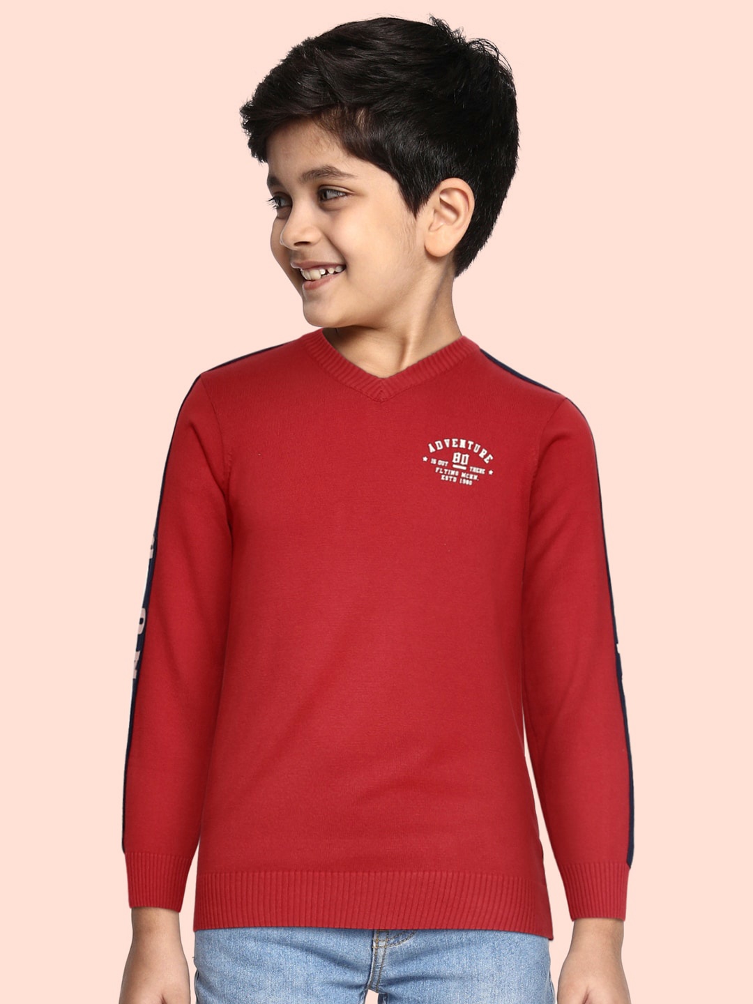 

Flying Machine Boys Red Solid Pullover Sweater