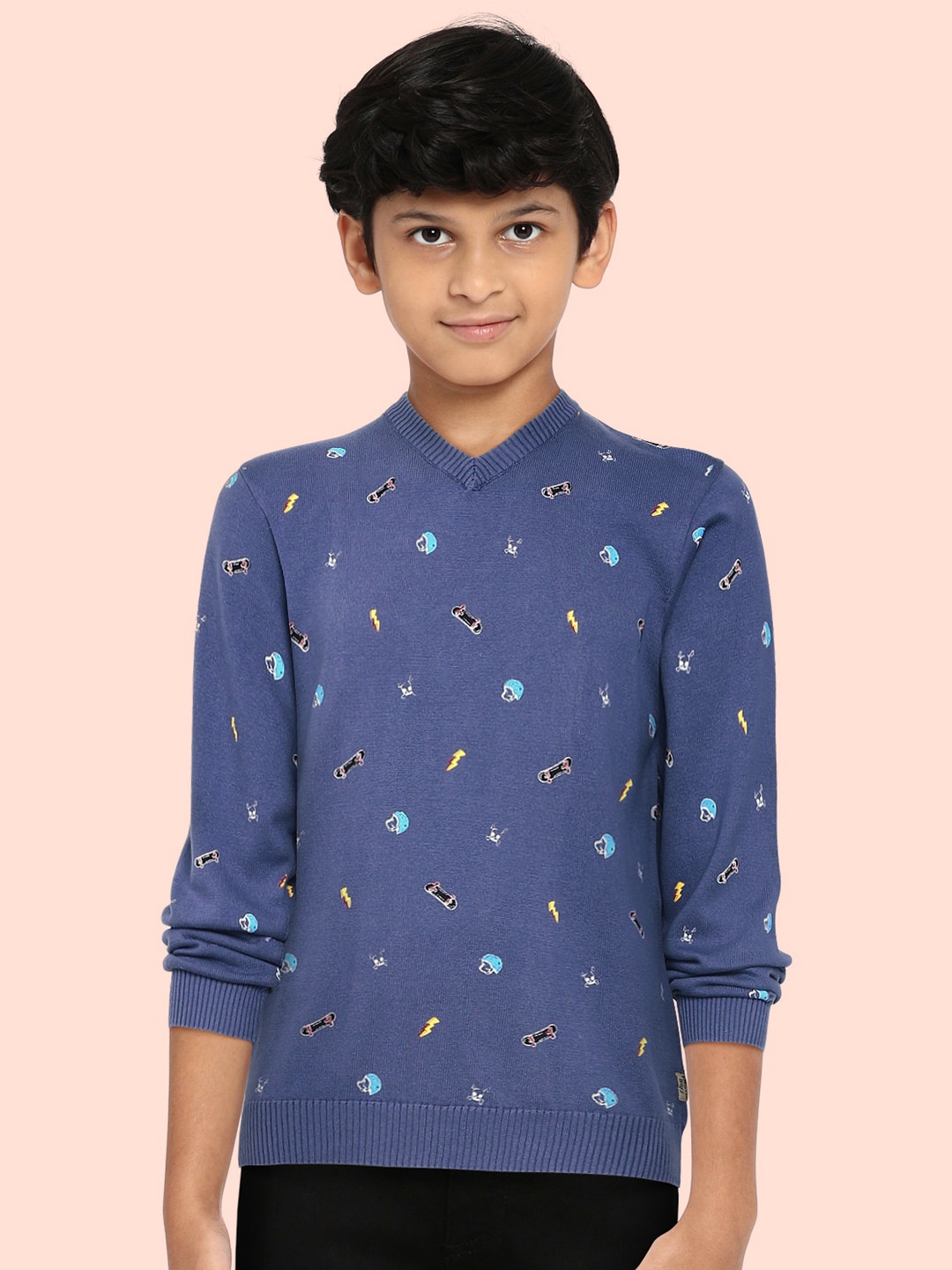 

Flying Machine Boys Blue Printed Pullover