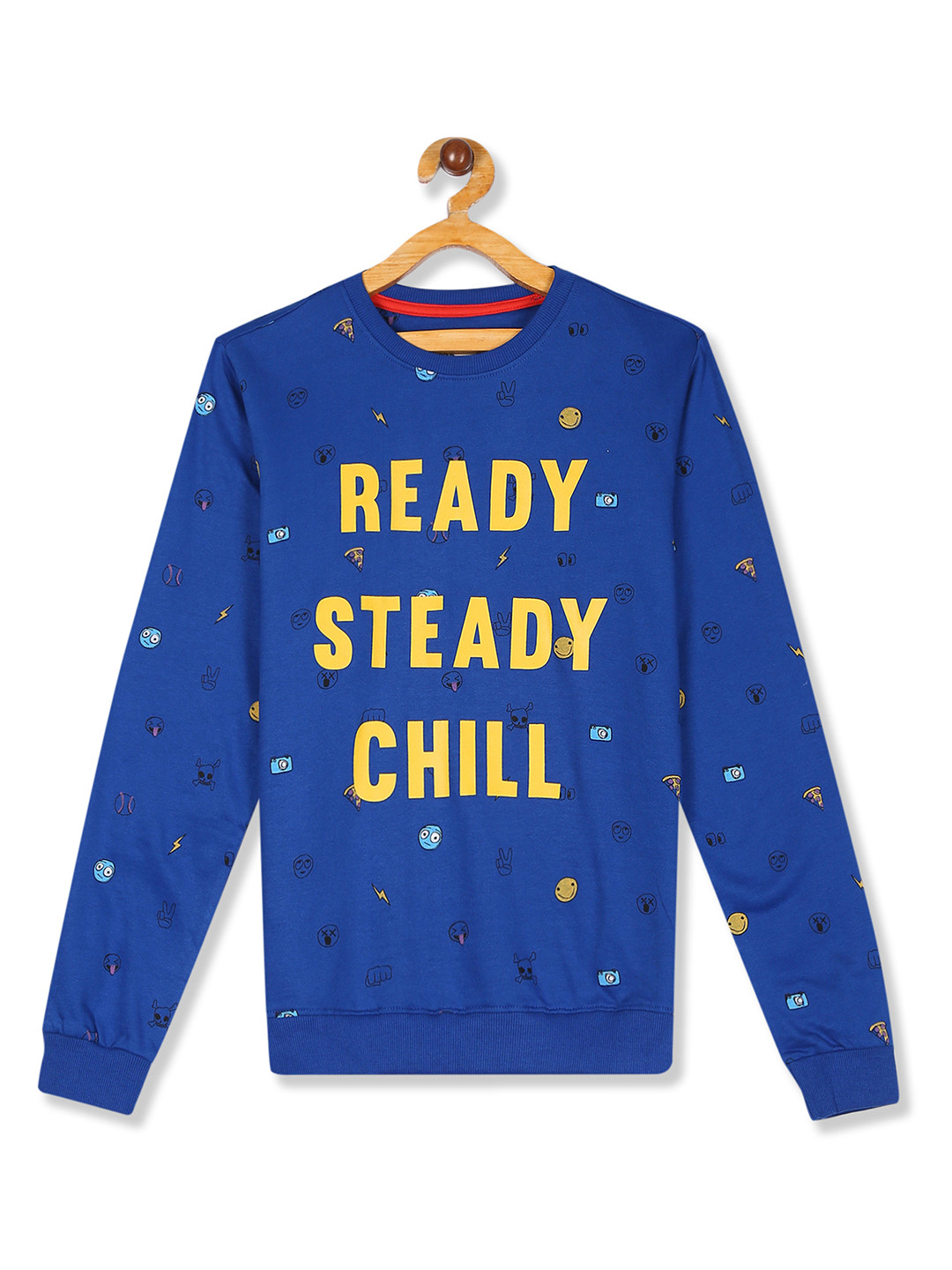 

Flying Machine Boys Navy Blue & Yellow Printed Sweatshirt