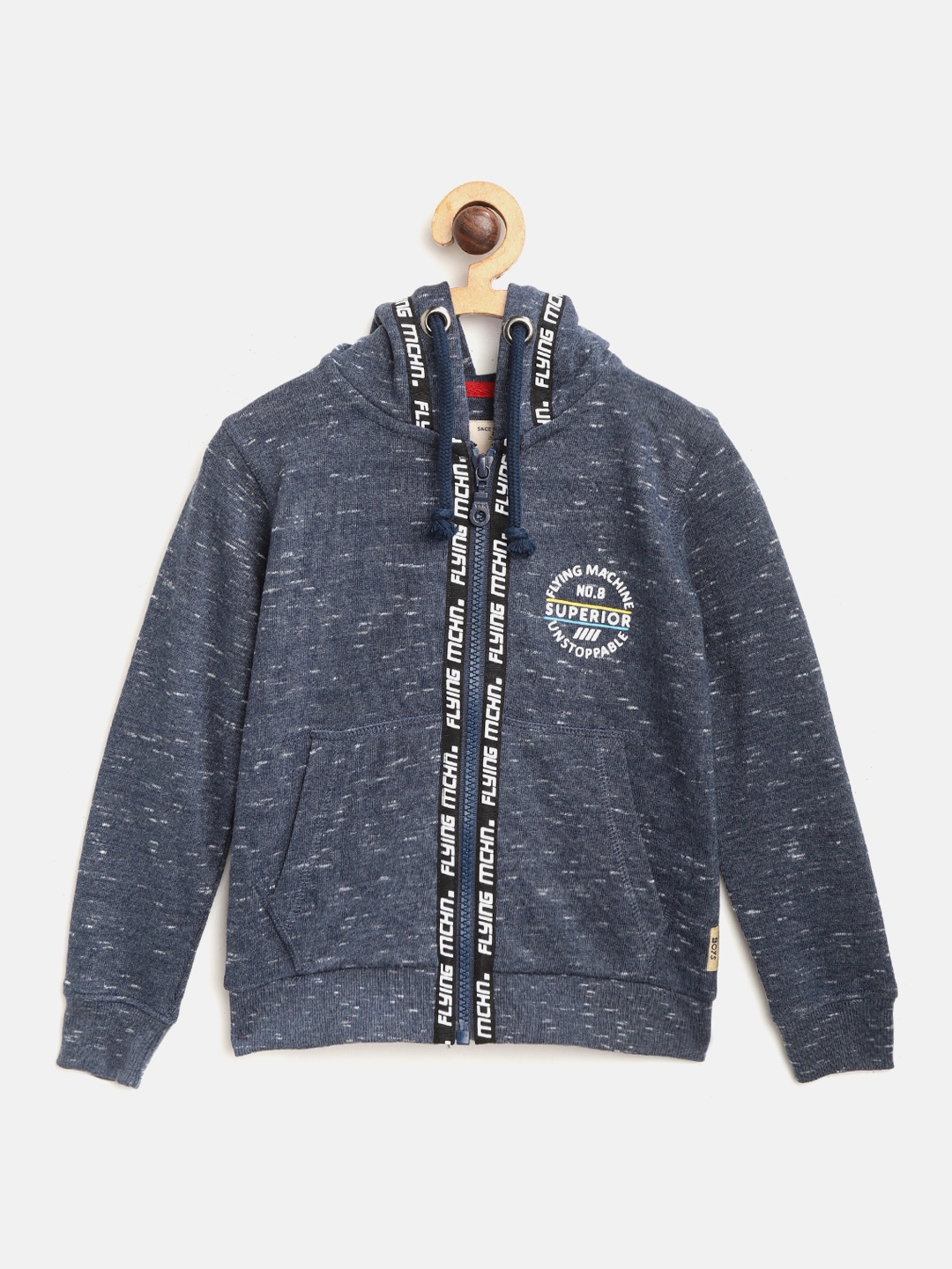

Flying Machine Boys Navy Blue Solid Hooded Sweatshirt