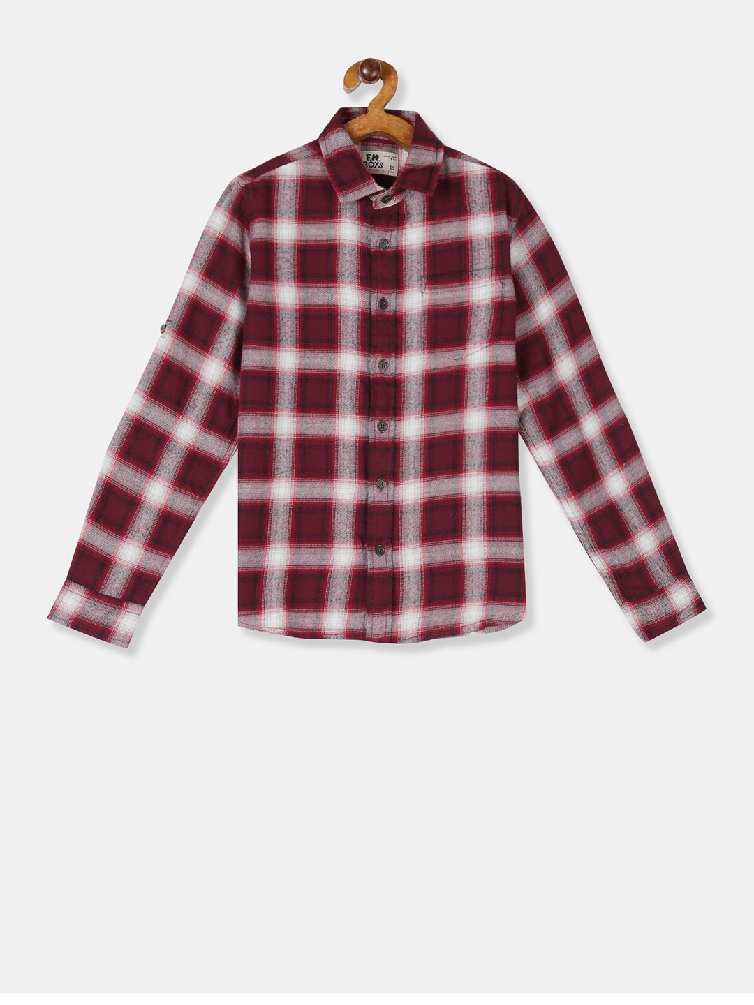 

Flying Machine Boys Maroon & White Regular Fit Checked Casual Shirt
