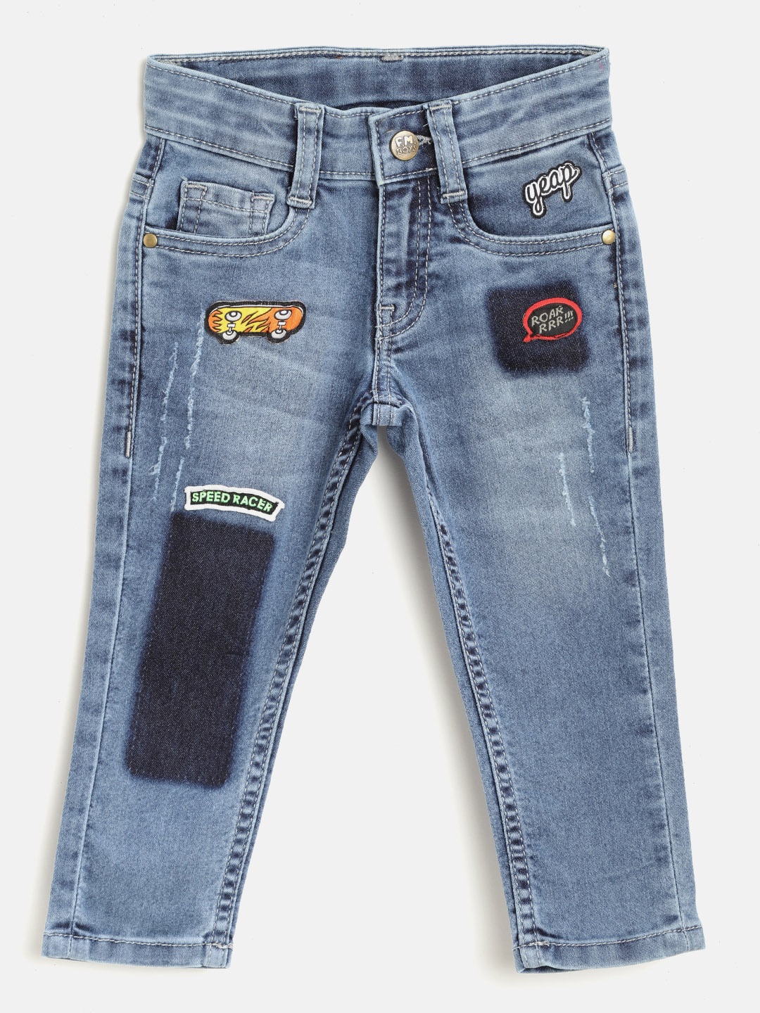 

Flying Machine Boys Blue Skinny Fit Mid-Rise Low Distress Stretchable Jeans