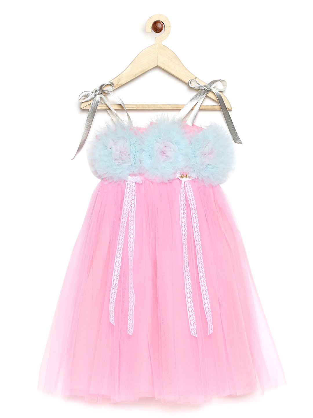 

Barbie by Many Frocks & Girls Pink & Blue Colourblocked A-Line Dress