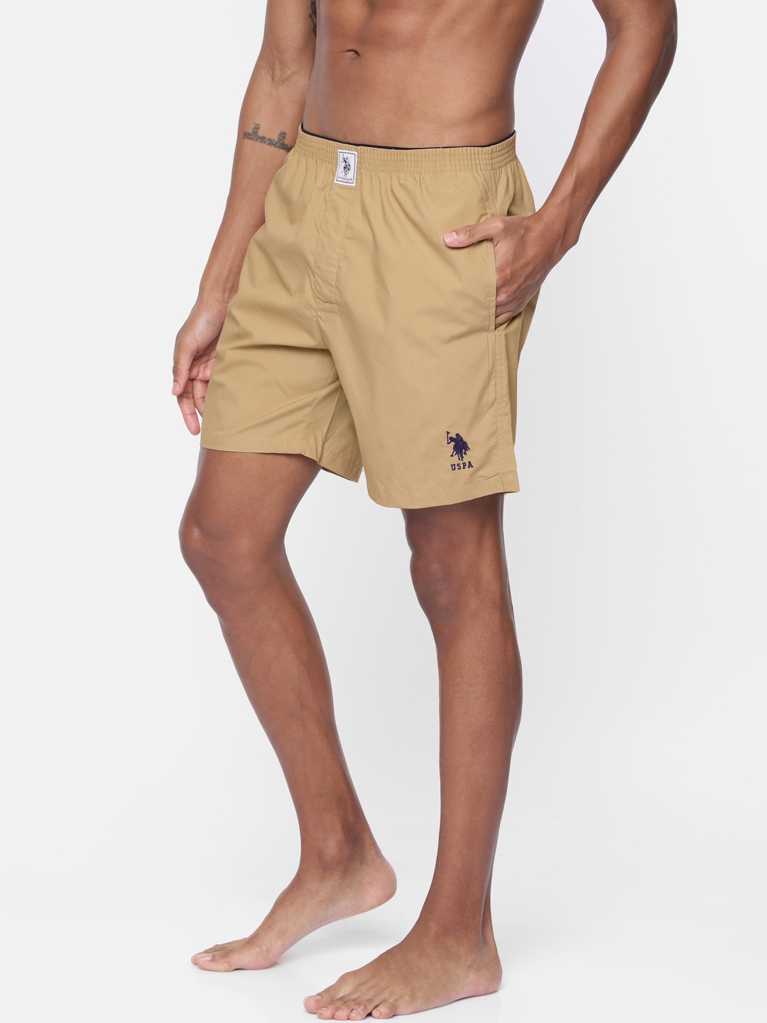 

U.S. Polo Assn. Men Khaki Solid Pure Cotton Boxers Y9I108-556-PL