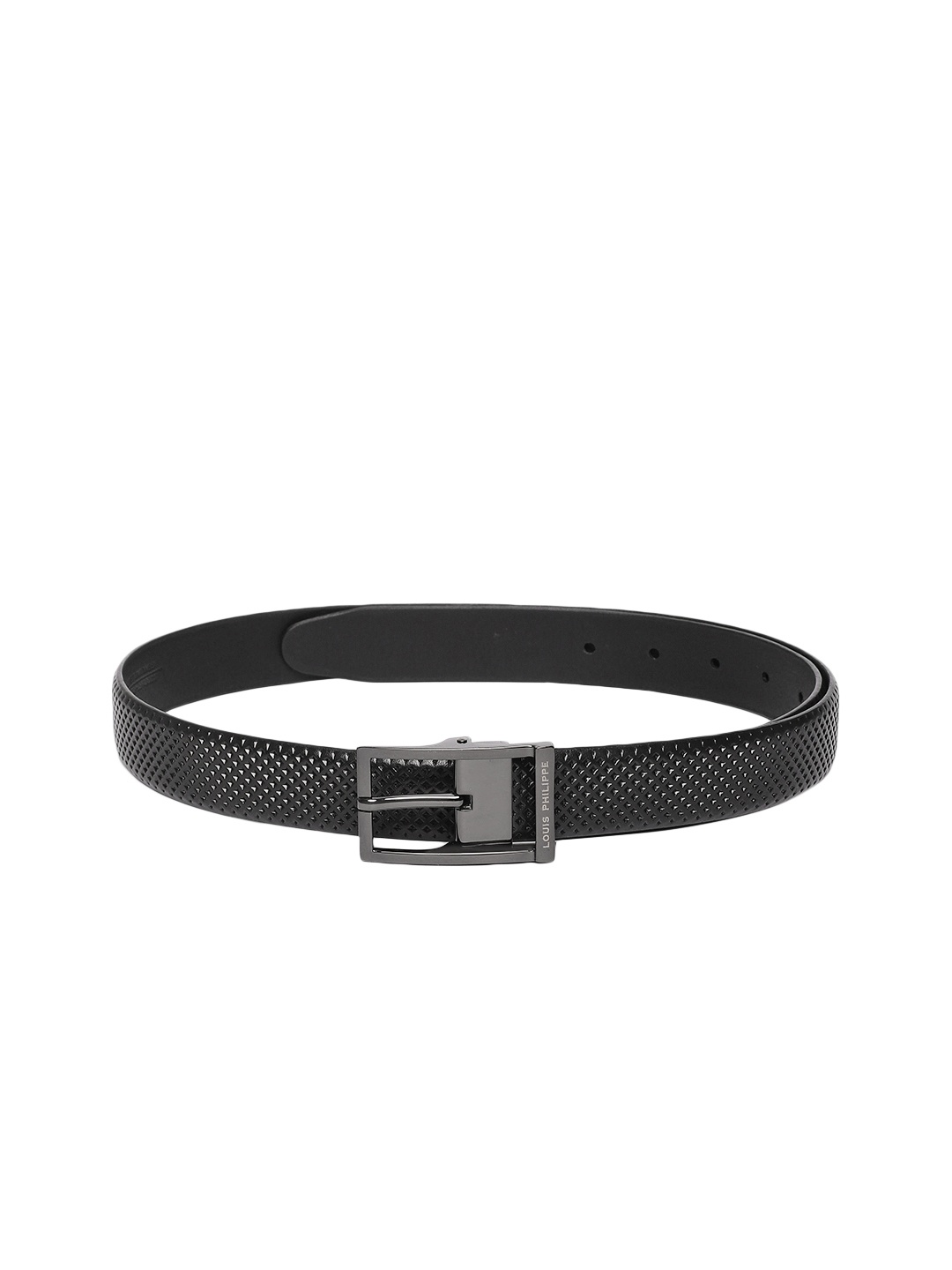 

Louis Philippe Men Black Textured Leather Belt