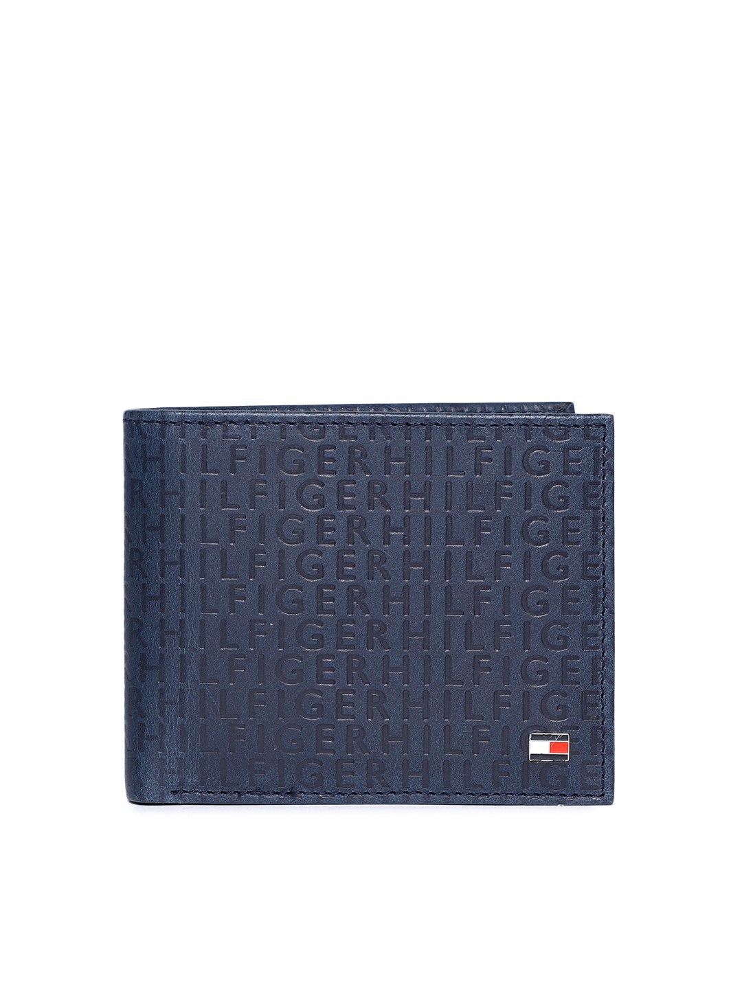 

Tommy Hilfiger Men Navy Blue Textured Two Fold Wallet