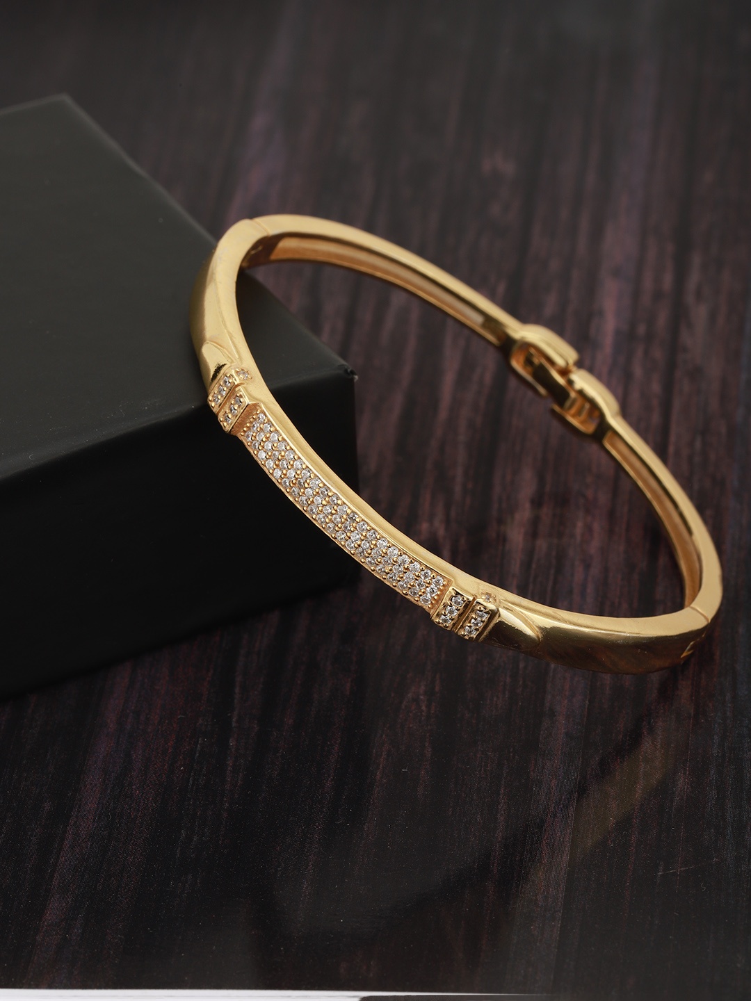 

Carlton London Gold-Plated CZ Studded Bangle-Style Bracelet