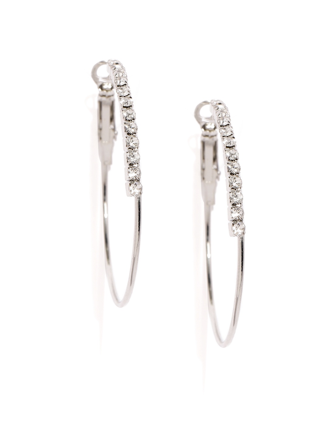 

ToniQ Silver-Toned Circular Hoop Earrings