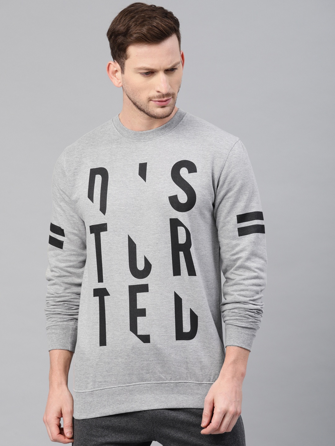 

Genius18 Men Grey & Black Printed Sweatshirt