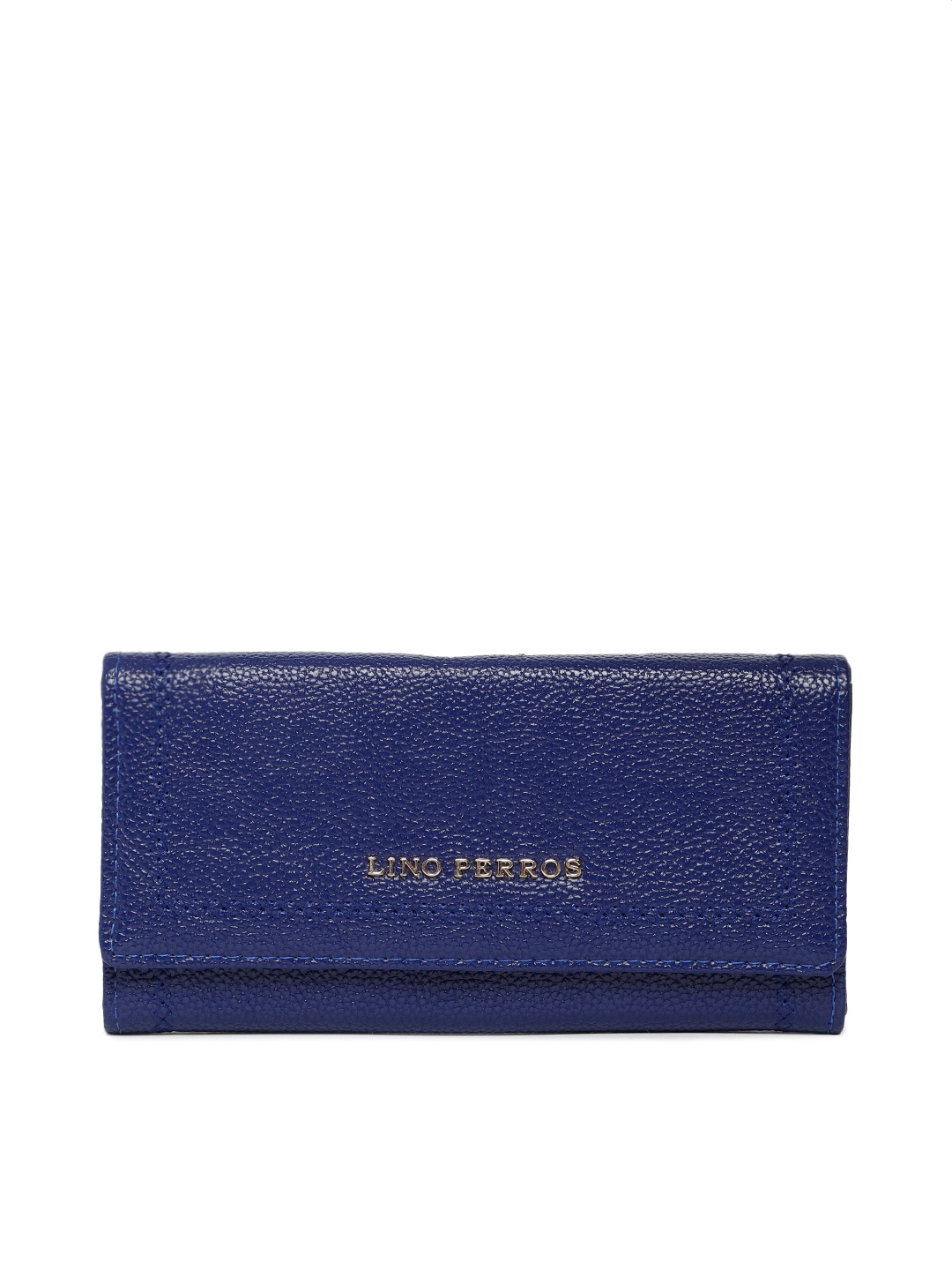 

Lino Perros Women Blue Solid Three Fold Wallet