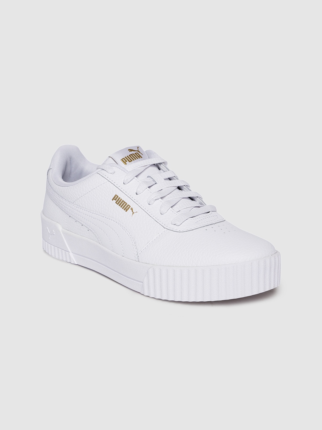 Puma Women White Carina Lux SoftFoam Leather Sneakers