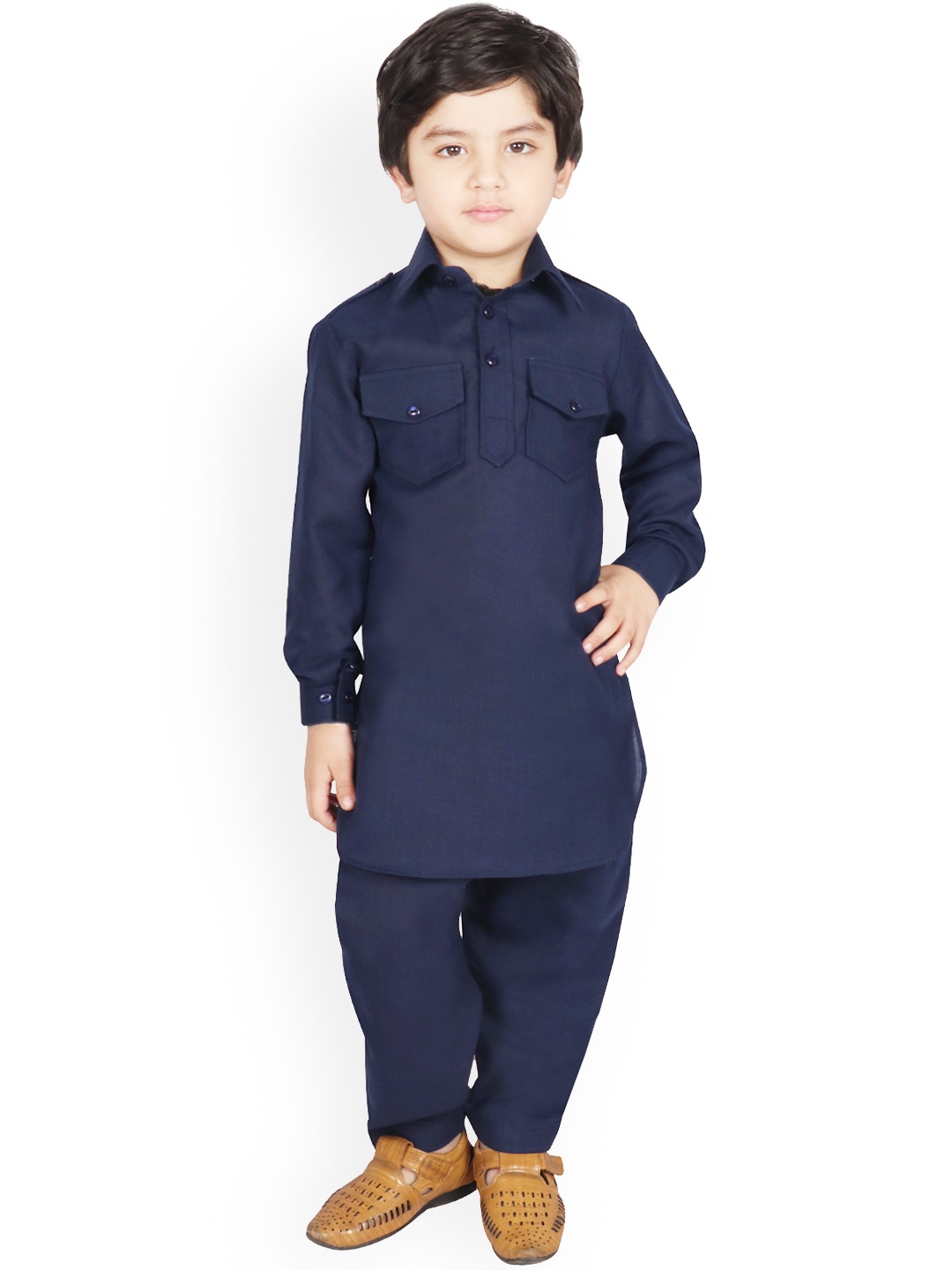 

SG YUVRAJ Boys Navy Blue Solid Kurta with Pyjamas