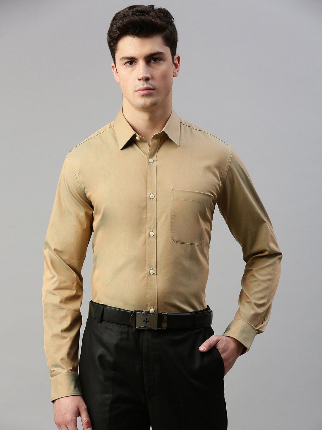 

Raymond Men Khaki Regular Fit Solid Formal Shirt