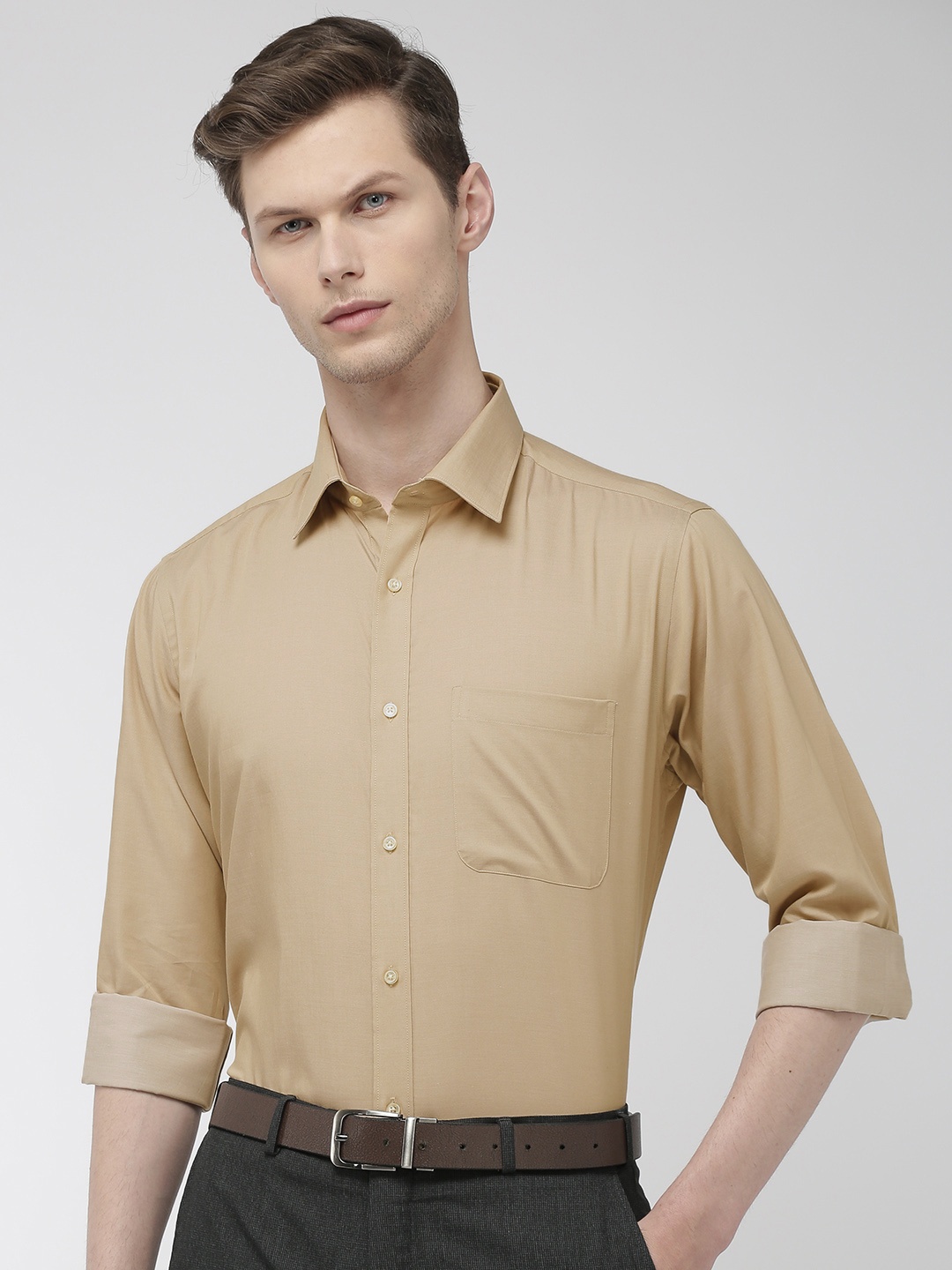 

Raymond Men Beige Slim Fit Solid Formal Shirt