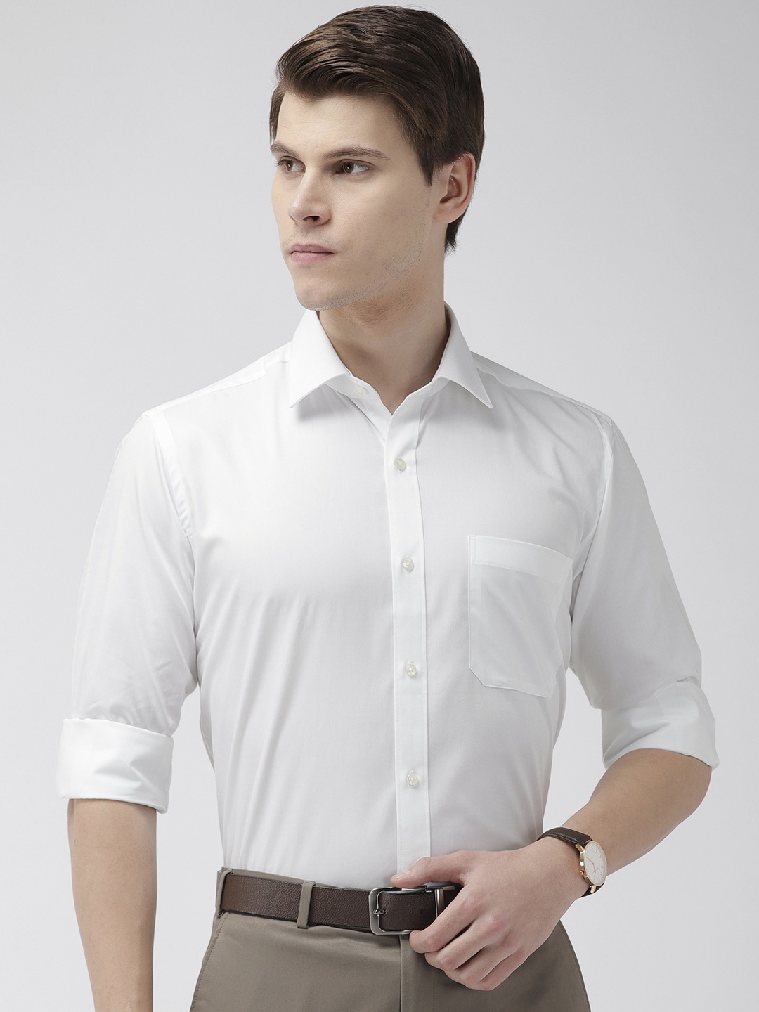 

Raymond Men White Contemporary Regular Fit Solid Formal Shirt
