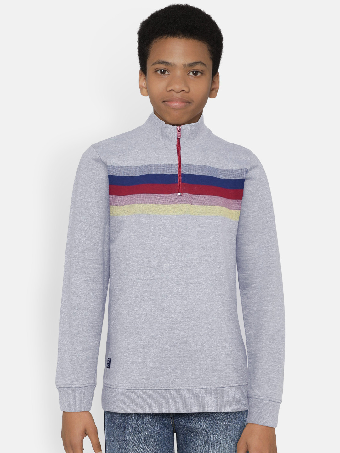 

Pepe Jeans Boys Grey Melange Striped Sweatshirt