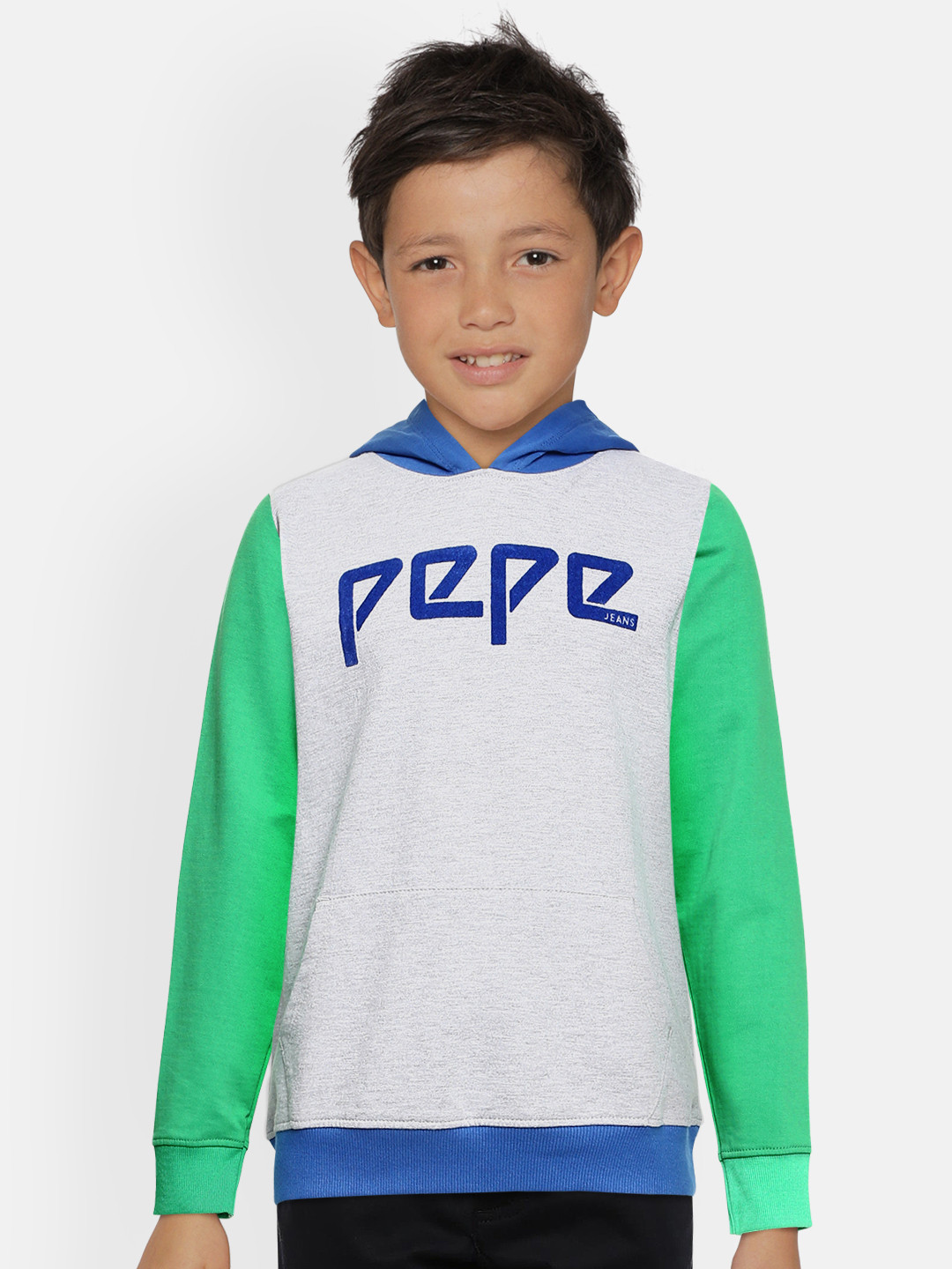 

Pepe Jeans Boys Grey & Blue Hooded Sweatshirt