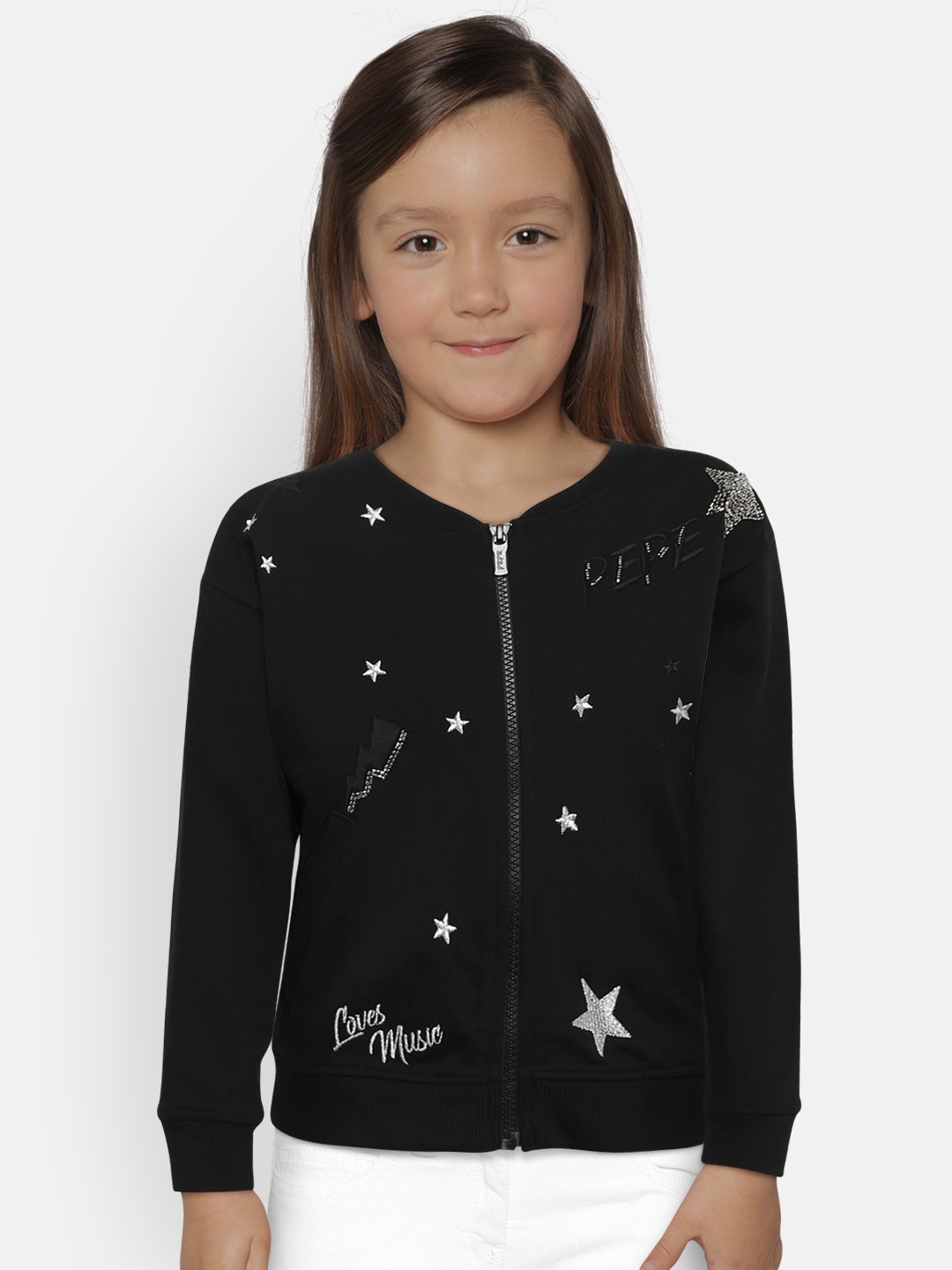 

Pepe Jeans Girls Black Self Design Sweatshirt