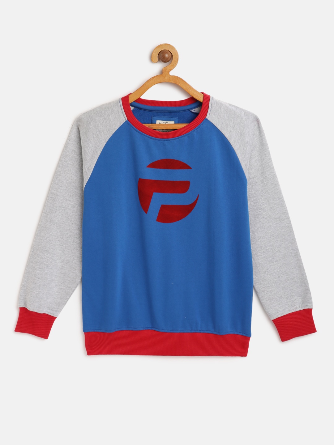

Pepe Jeans Boys Blue & Grey Melange Colourblocked Sweatshirt