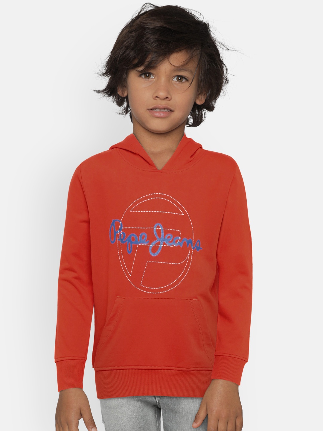 

Pepe Jeans Boys Orange Printed Hooded Sweatshirt