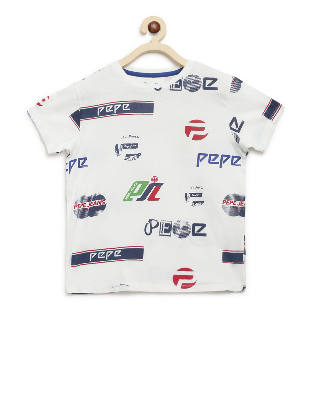 

Pepe Jeans Boys Off White & Blue Printed T-shirt