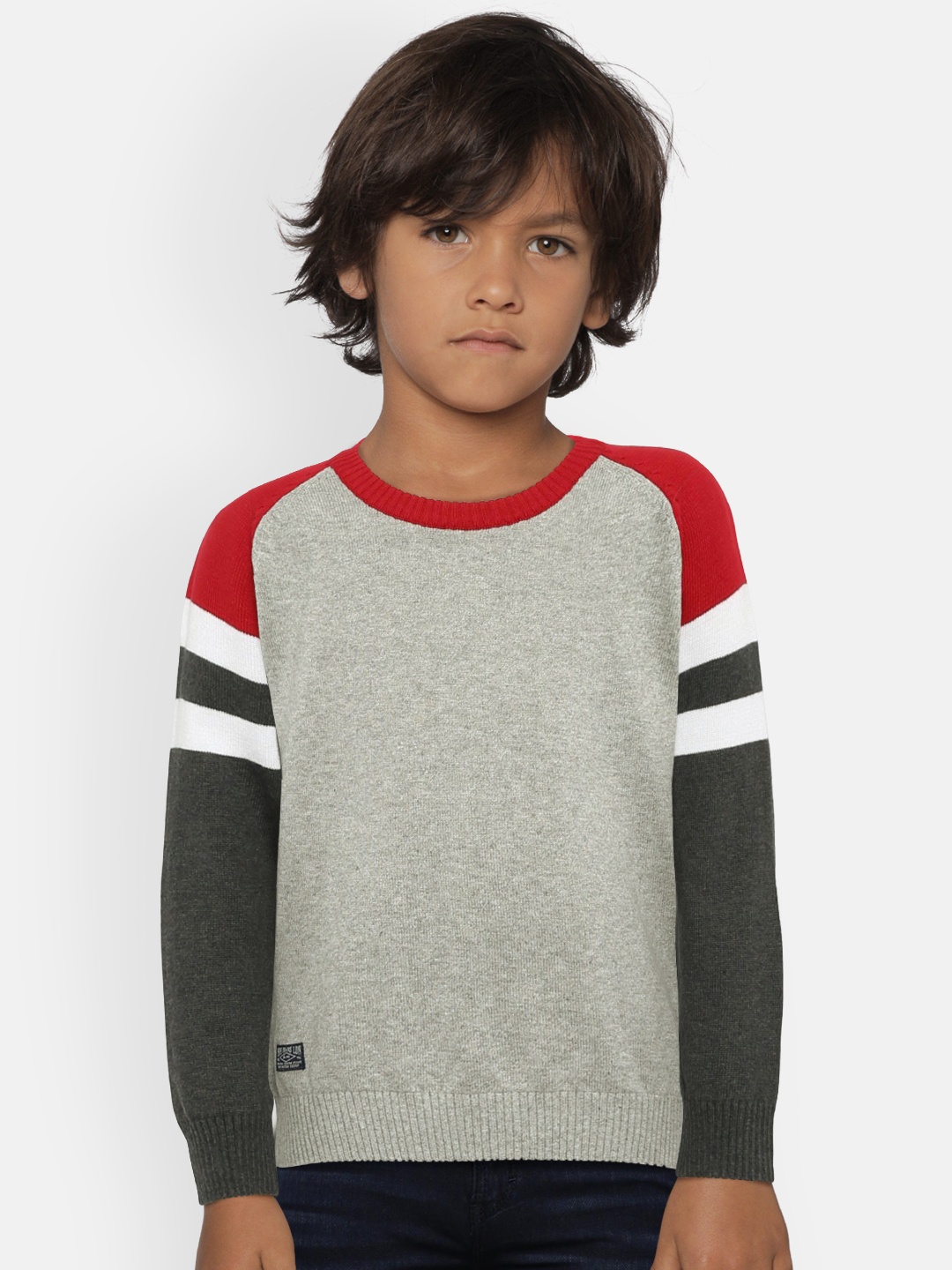 

Pepe Jeans Boys Grey & Red Solid RINGO Sweater