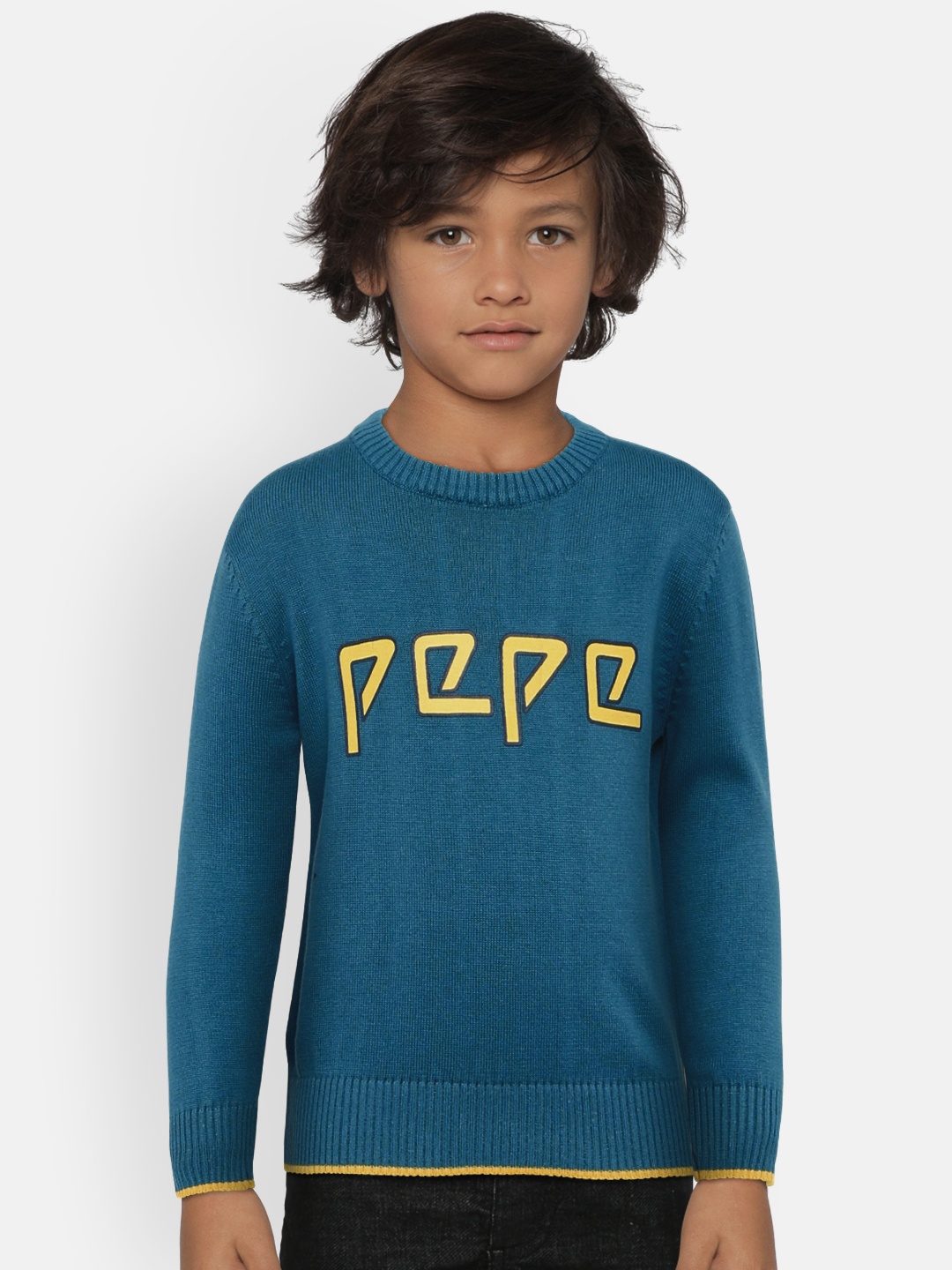 

Pepe Jeans Boys Teal Blue Printed Pullover Sweater