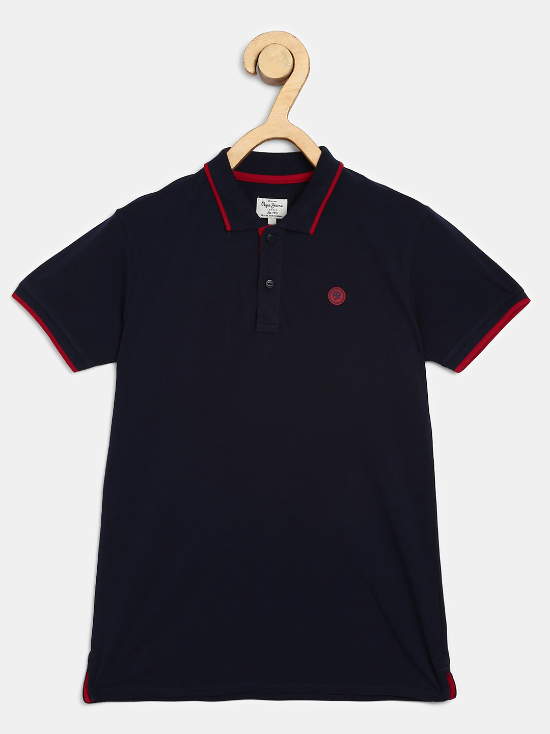 

Pepe Jeans Boys Navy Blue Typography Printed Polo Collar Pure Cotton T-shirt
