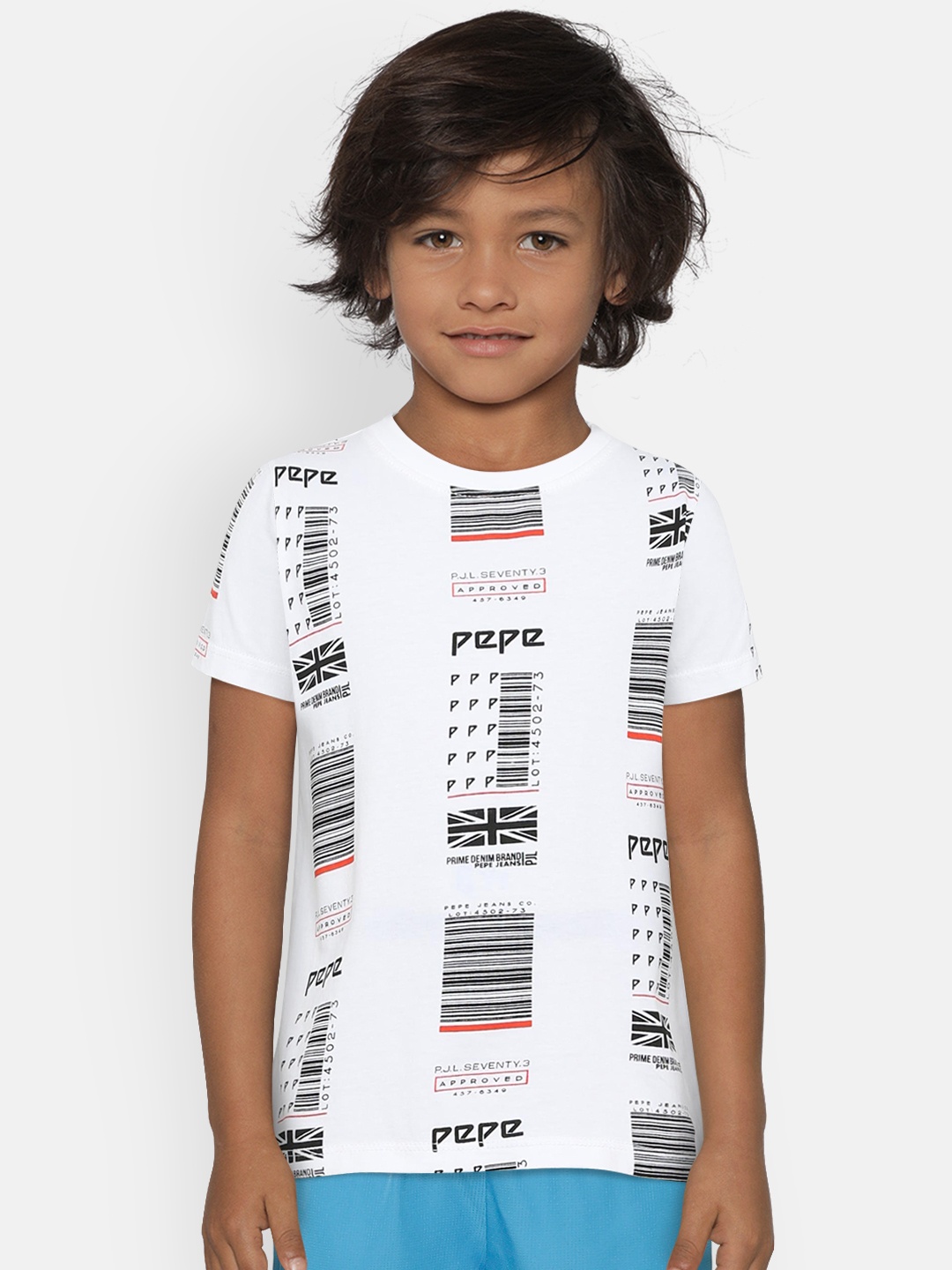 

Pepe Jeans Boys White Printed Round Neck Pure Cotton T-shirt