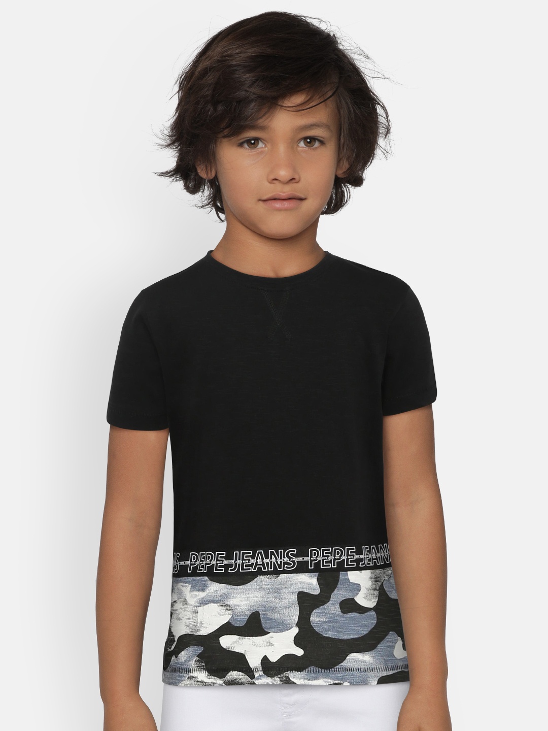 

Pepe Jeans Boys Black Printed Round Neck T-shirt
