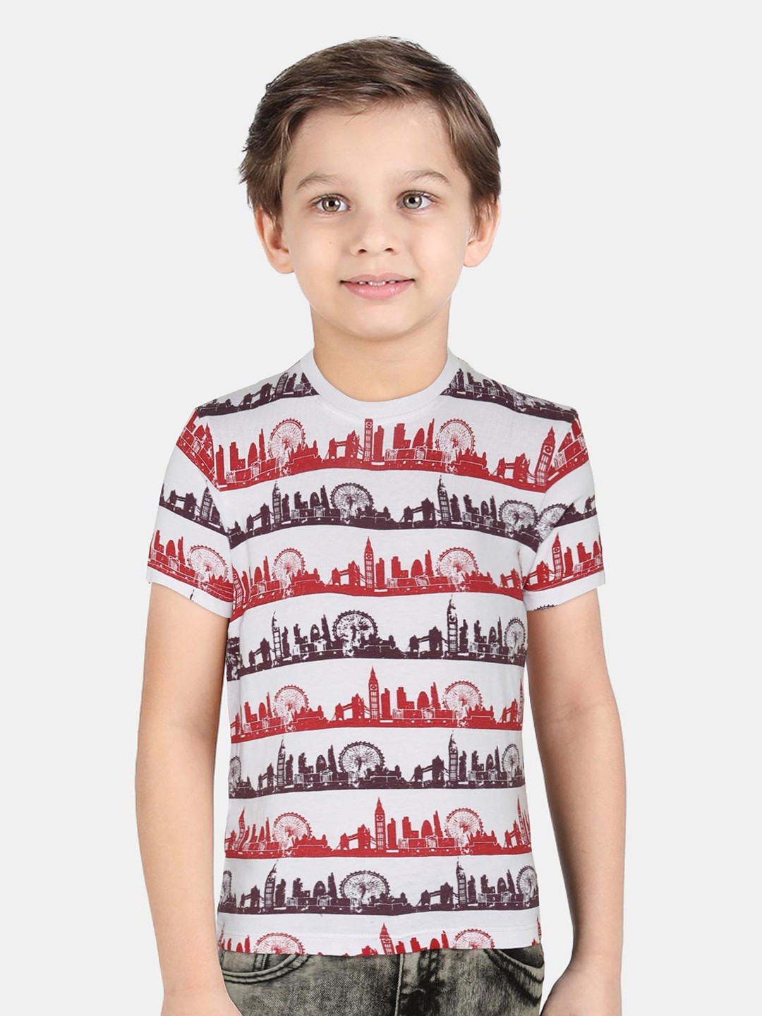 

Pepe Jeans Boys White & Red Printed T-shirt