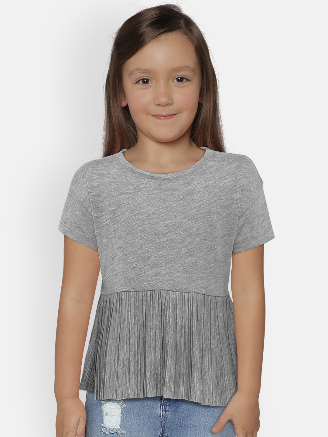 

Pepe Jeans Girls Grey Solid ESFIR IP Peplum Top