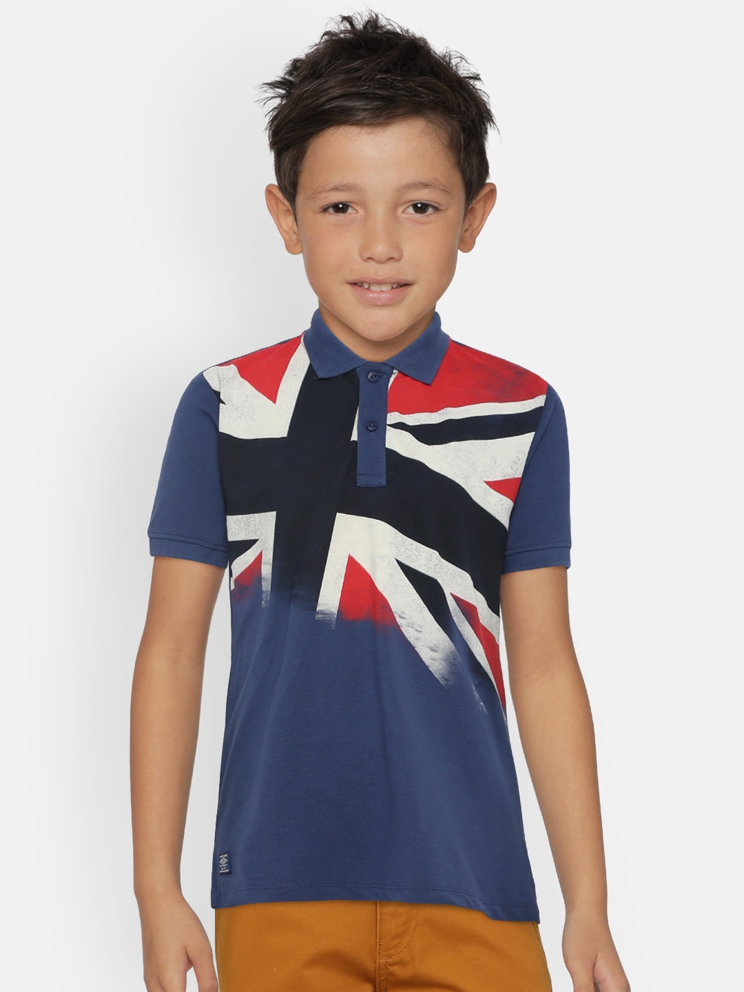 

Pepe Jeans Boys Blue Printed Polo Collar T-shirt