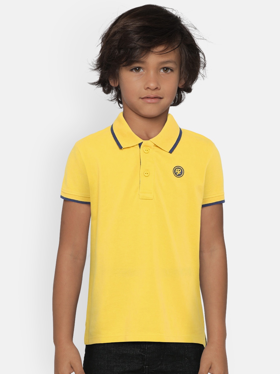 

Pepe Jeans Boys Yellow Printed Polo Collar Pure Cotton T-shirt
