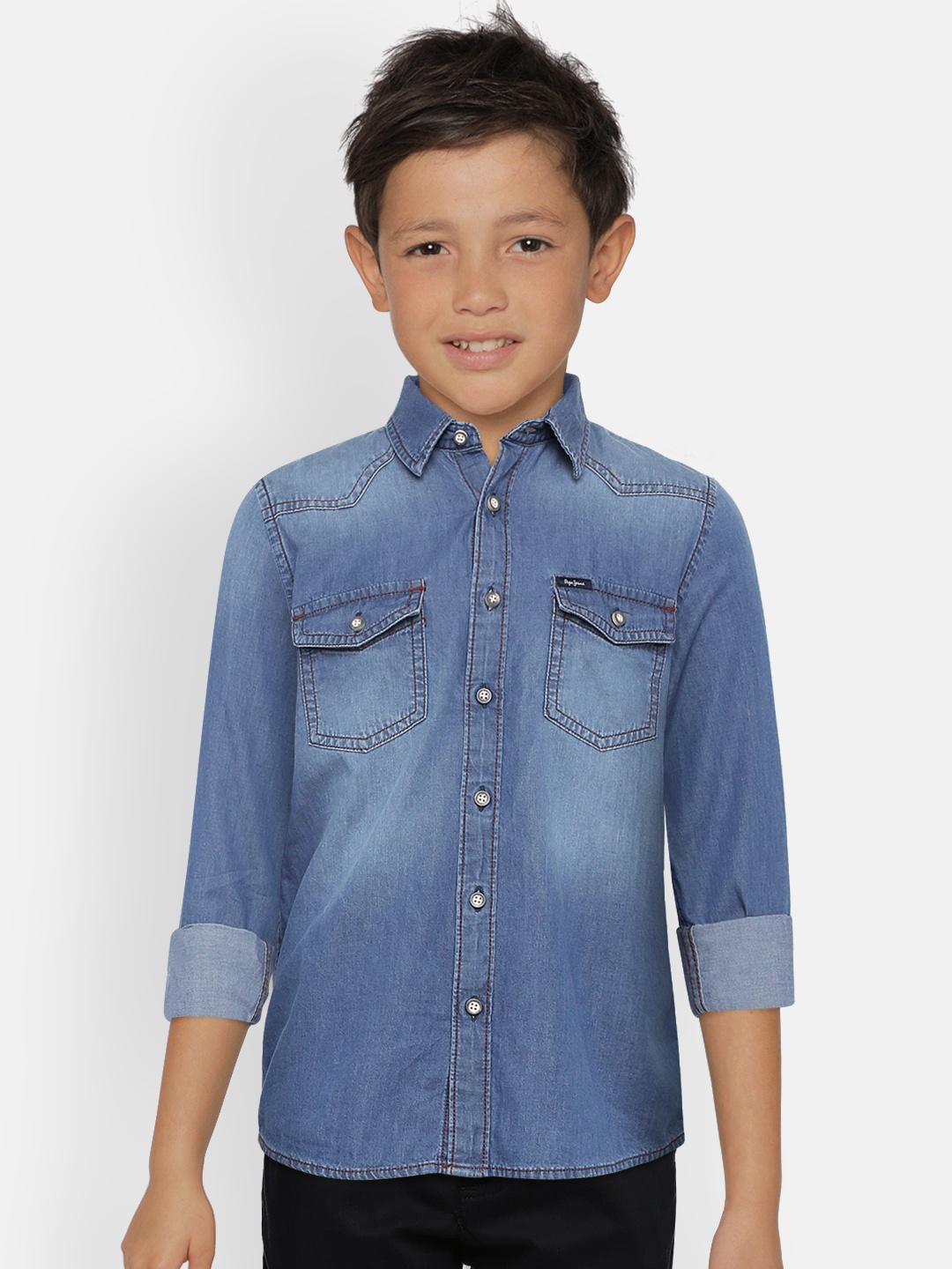 

Pepe Jeans Boys Blue Regular Fit Faded Casual Shirt