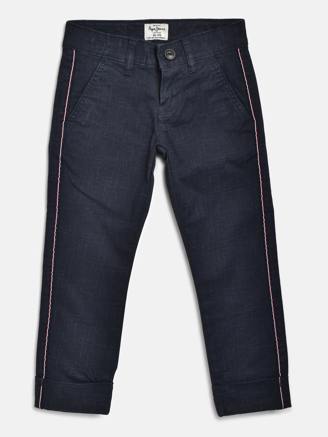 

Pepe Jeans Boys Navy Blue Printed Regular Trousers