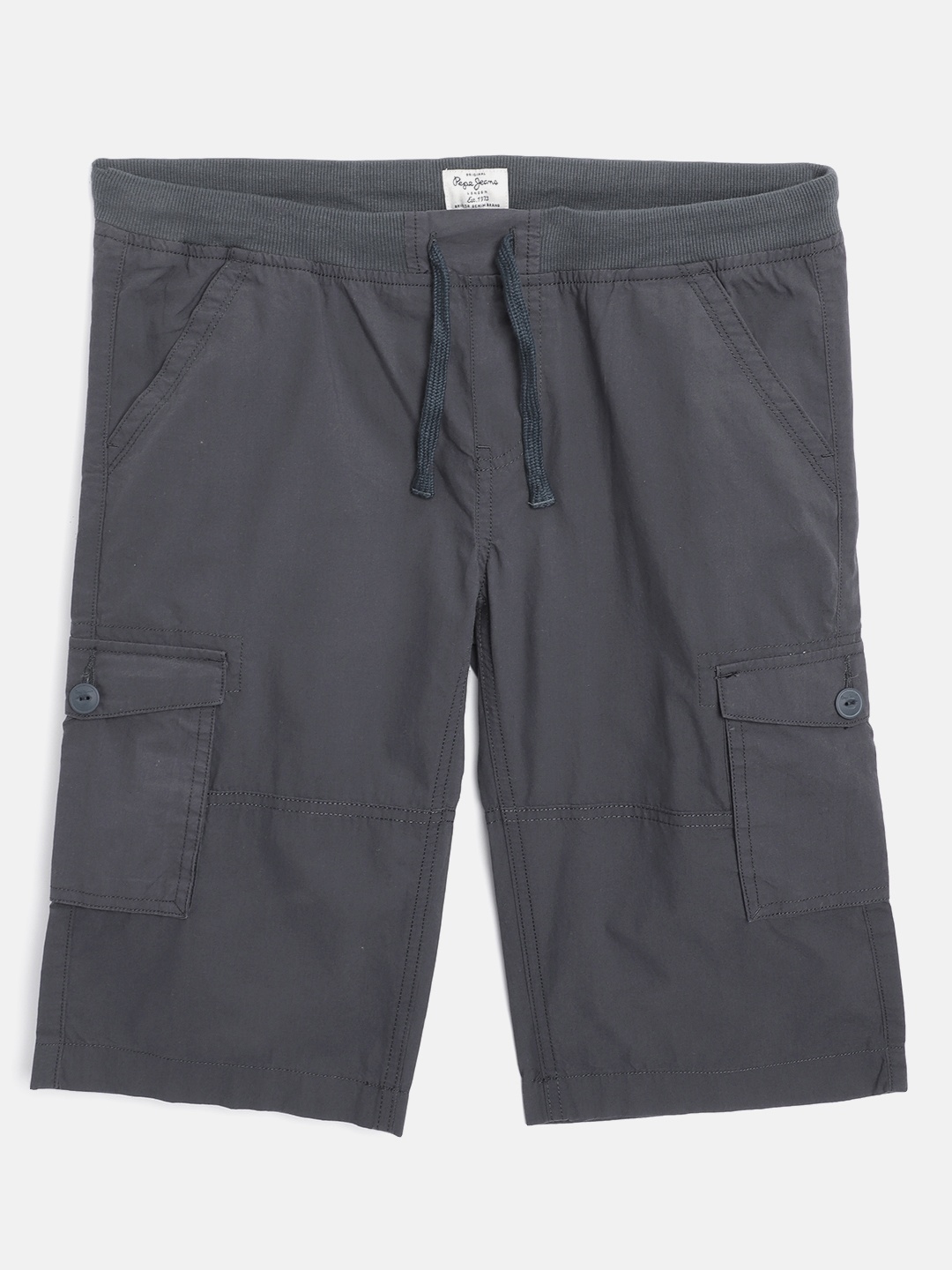 

Pepe Jeans Boys Charcoal Grey Pure Cotton Mid-Rise Cargo Shorts
