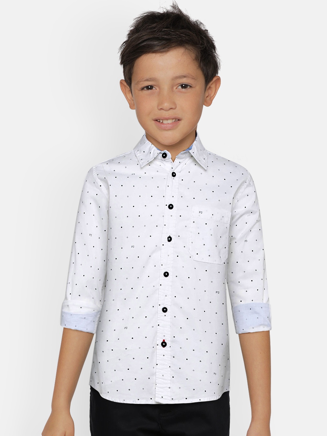 

Pepe Jeans Boys White & Blue Regular Fit Printed Casual Shirt