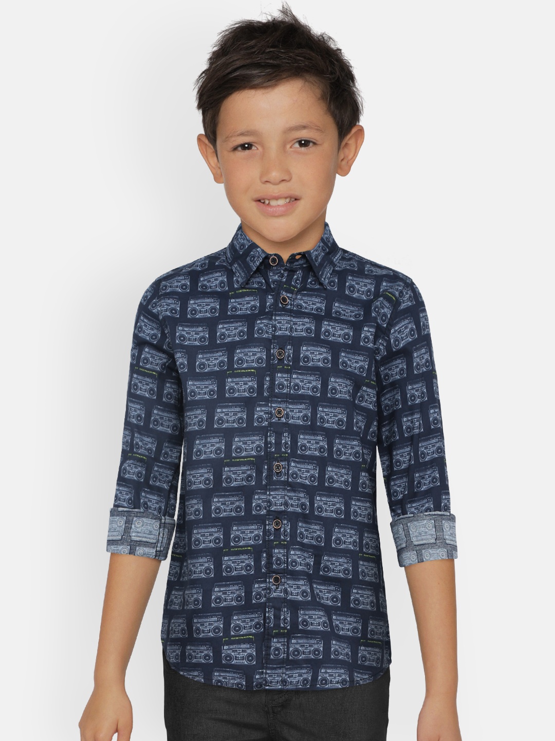 

Pepe Jeans Boys Navy Blue Regular Fit Printed Casual Shirt